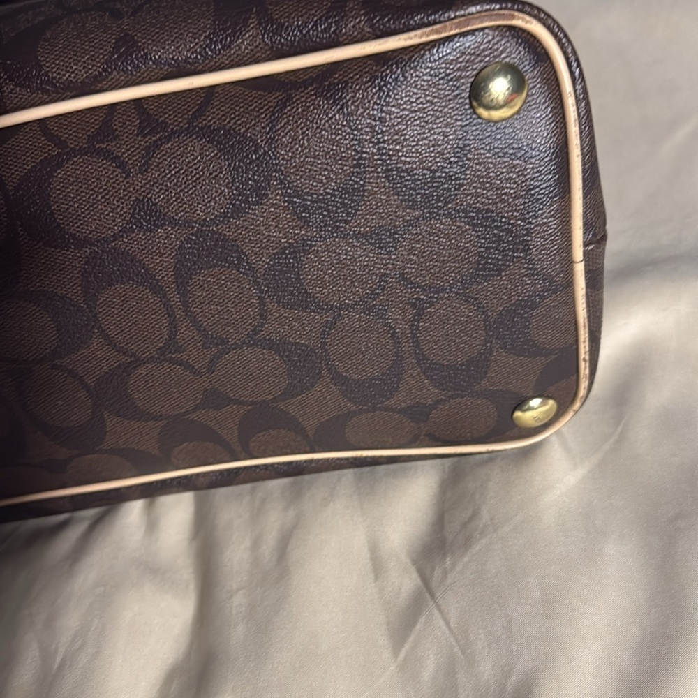 Coach Signature Handbag F26184 Brown Canvas Dome Satchel - Picture 6 of 11